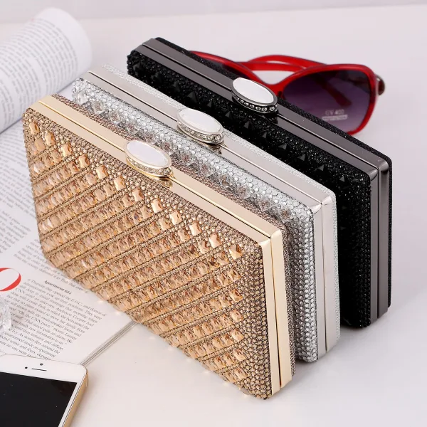 Chic / Belle Doré Carrés Pochette 2020 Métal Faux Diamant