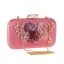 Flower Fairy Candy Pink Square Clutch Bags 2020 Metal Handmade  Flower Rhinestone Pearl