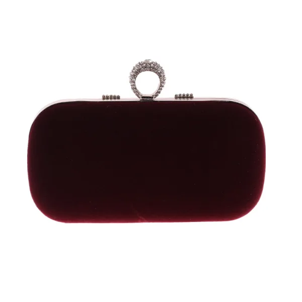 Moda Burgund Welur Kwadratowe Kopertówki 2020 Metal Rhinestone