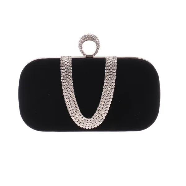 Moda Burgund Welur Kwadratowe Kopertówki 2020 Metal Rhinestone