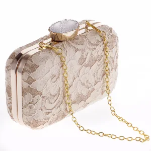 Vintage Retro Beige Lace Square Clutch Bags 2020