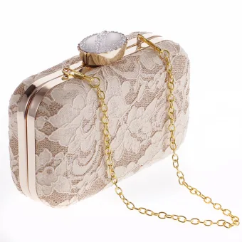 Vintage Retro Beige Lace Square Clutch Bags 2020