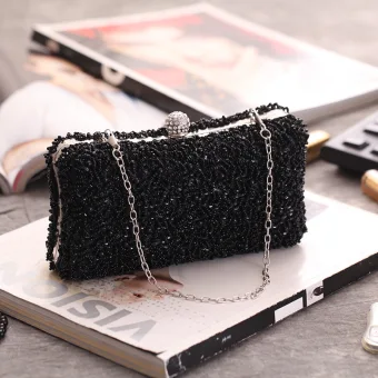 Charming Black Beading Sequins Square Clutch Bags 2020