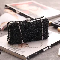 Charming Black Beading Sequins Square Clutch Bags 2020