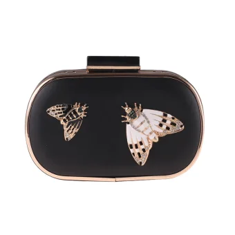 Lovely Black Clutch Bags 2020 Metal Rhinestone Butterfly