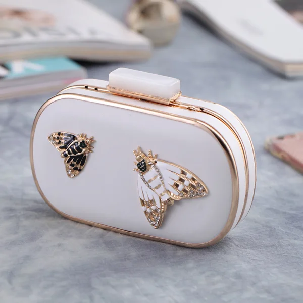 Śliczny Czarne Kopertówki 2020 Metal Rhinestone Motyl