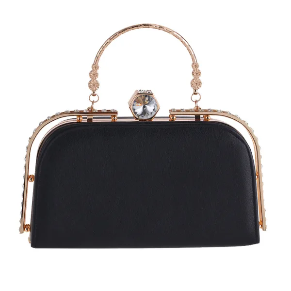 Modest / Simple Silver Square Clutch Bags 2020 Metal Rhinestone
