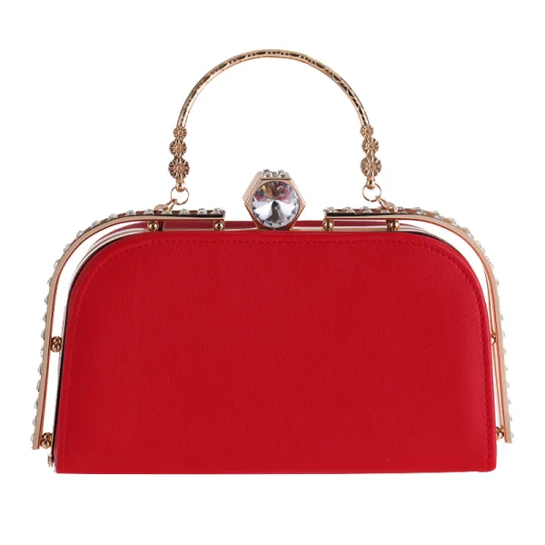 Modest / Simple Silver Square Clutch Bags 2020 Metal Rhinestone