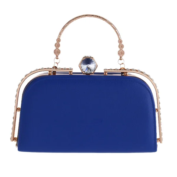 Modest / Simple Silver Square Clutch Bags 2020 Metal Rhinestone