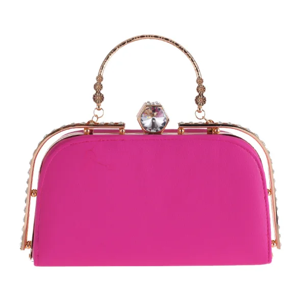 Modest / Simple Silver Square Clutch Bags 2020 Metal Rhinestone