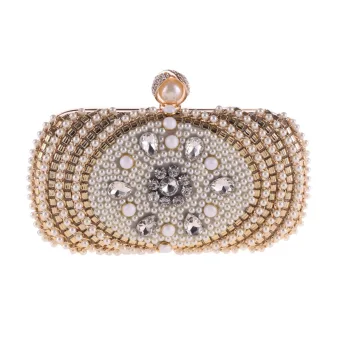 Fashion Ivory Pearl Rhinestone Square Clutch Bags 2020