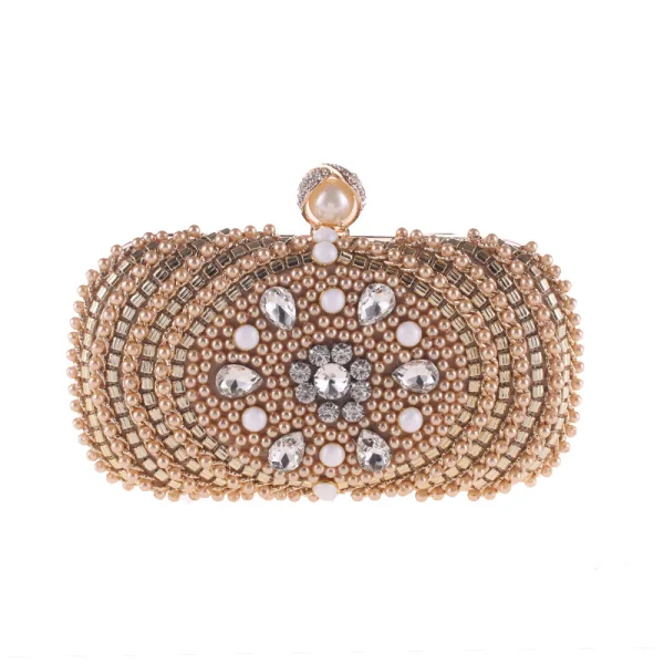 Fashion Ivory Pearl Rhinestone Square Clutch Bags 2020