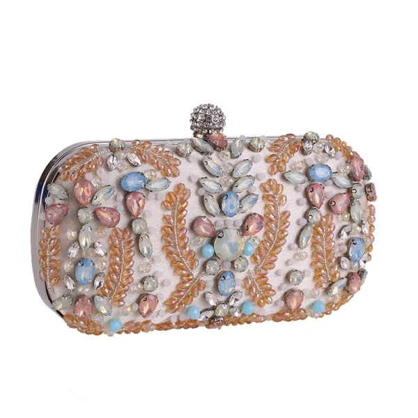 Chic / Beautiful Black Square Clutch Bags 2020 Metal Zircon Rhinestone