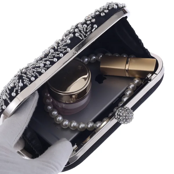 Charming Beige Beading Pearl Rhinestone Square Clutch Bags 2020