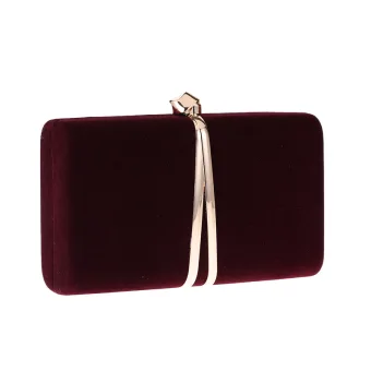 Modest Simple Fashion Burgundy Suede Square Clutch Bags 2020