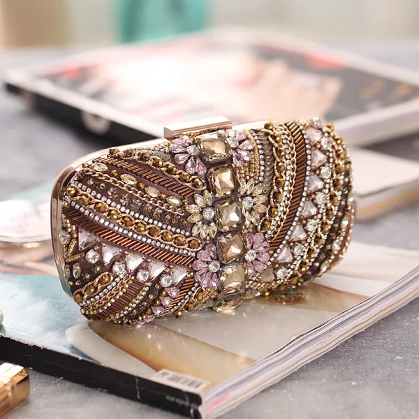 Mote Svart Beading Rhinestone Firkantede Håndvesken  2020