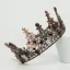 Vintage Barokk Svart Tiara 2020 Metall Rhinestone Har Tilbehor