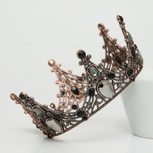 Vintage Barocke Schwarz Diadem 2020 Metall Strass Haarschmuck Braut