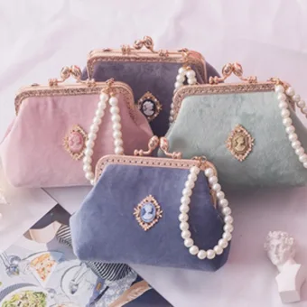 Chinese Style Square Clutch Bags 2020 Metal Pearl