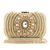 Charming Gold Square Clutch Bags 2020 Beading Pearl Rhinestone
