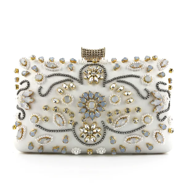Mode Zwarte Vierkante Handtassen 2020 Metaal Kralen Parel Rhinestone