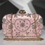 Fashion Candy Pink Square Clutch Bags 2020 Beading Pearl Rhinestone