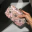 Fashion Candy Pink Square Clutch Bags 2020 Beading Pearl Rhinestone