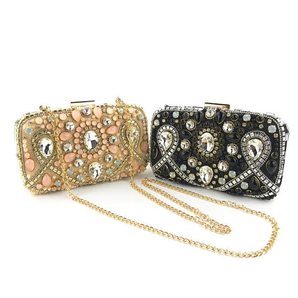 Chic / Belle Champagne Faux Diamant Zircon Carrés Pochette 2020