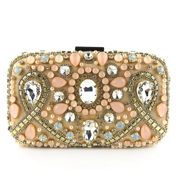 Chic / Belle Champagne Faux Diamant Zircon Carrés Pochette 2020