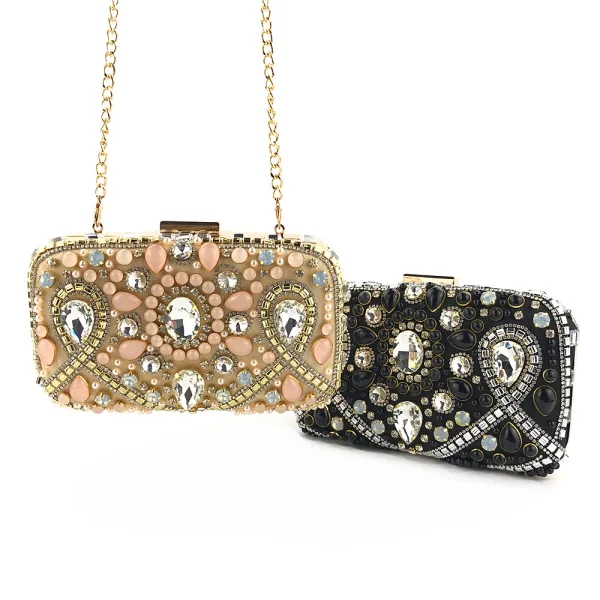 Chic / Belle Champagne Faux Diamant Zircon Carrés Pochette 2020