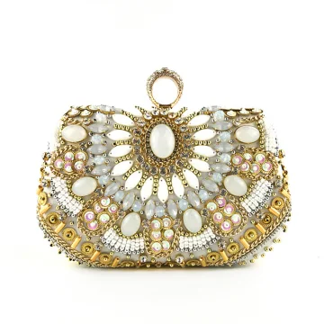 Chic Belle Argenté Pochette 2020 Métal Perlage Faux Diamant