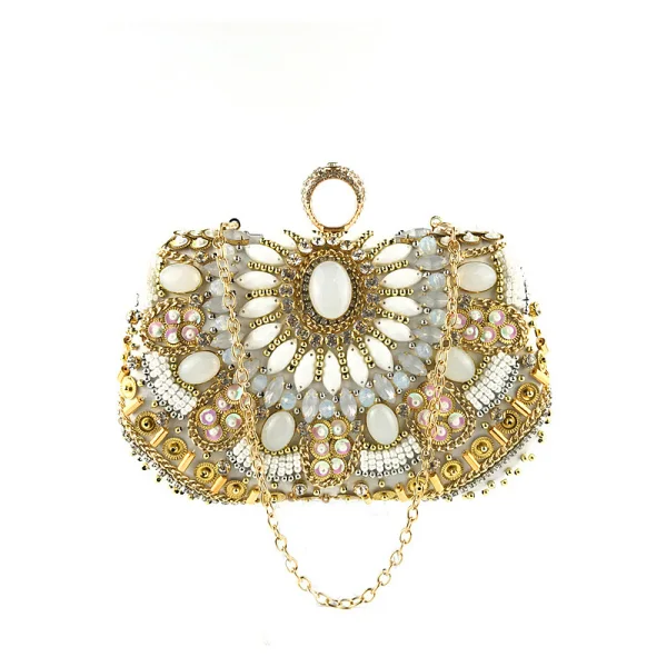 Chic / Belle Argenté Pochette 2020 Métal Perlage Faux Diamant
