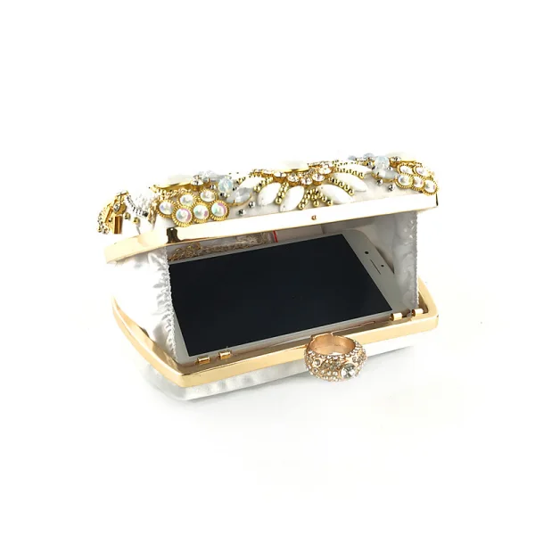 Chic / Belle Argenté Pochette 2020 Métal Perlage Faux Diamant
