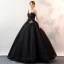 Affordable Black Prom Dresses 2020 Ball Gown Spaghetti Straps Sleeveless Appliques Lace Floor-Length / Long Ruffle Backless Formal Dresses