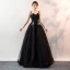 Affordable Black Prom Dresses 2020 Ball Gown Spaghetti Straps Sleeveless Appliques Lace Floor-Length / Long Ruffle Backless Formal Dresses