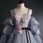 Flower Fairy Grey Prom Dresses 2020 Spaghetti Straps Puffy 3/4 Sleeve Appliques Lace Flower Beading Floor-Length / Long Ruffle Backless Formal Dresses
