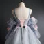 Flower Fairy Grey Prom Dresses 2020 Spaghetti Straps Puffy 3/4 Sleeve Appliques Lace Flower Beading Floor-Length / Long Ruffle Backless Formal Dresses