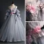 Flower Fairy Grey Prom Dresses 2020 Spaghetti Straps Puffy 3/4 Sleeve Appliques Lace Flower Beading Floor-Length / Long Ruffle Backless Formal Dresses