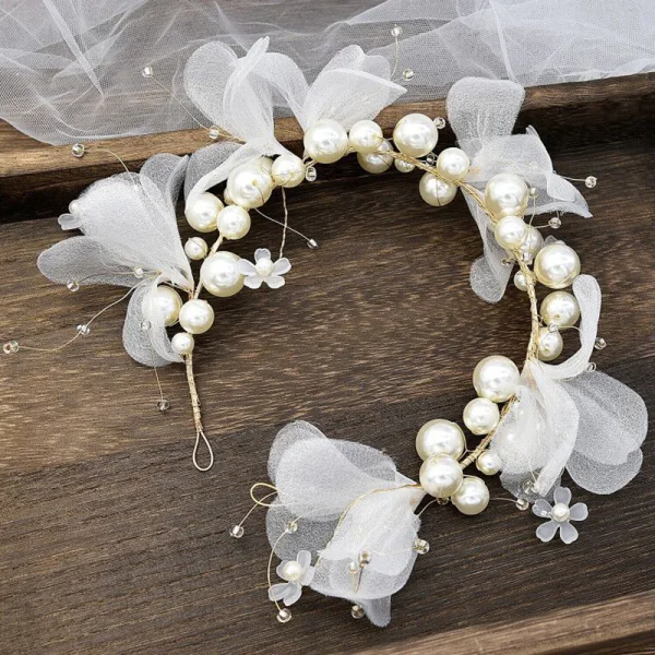 Flower Fairy Ivory Bridal Jewelry 2020 Metal Beading Pearl Flower Hair Hoop Earrings Wedding Accessories