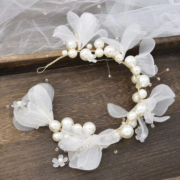 Flower Fairy Ivory Bridal Jewelry 2020 Metal Beading Pearl Flower Hair Hoop Earrings Wedding Accessories