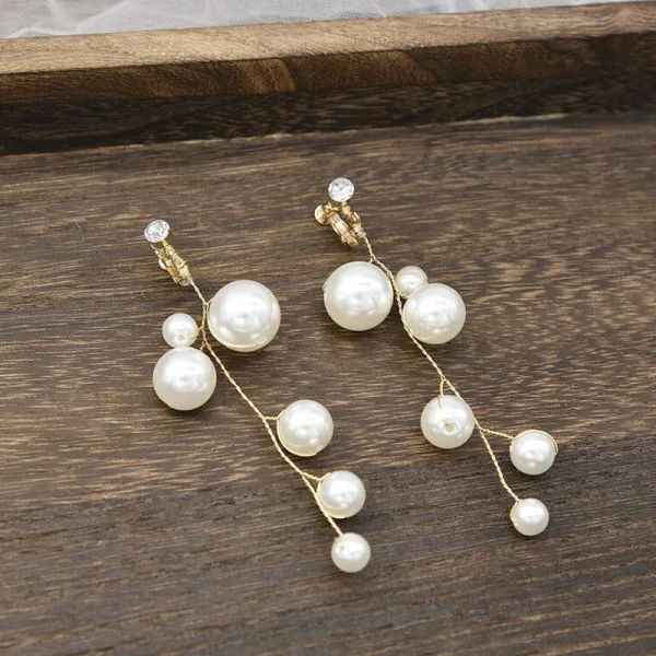 Flower Fairy Ivory Bridal Jewelry 2020 Metal Beading Pearl Flower Hair Hoop Earrings Wedding Accessories