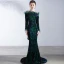 Glitzernden Schwarz Pailletten Abendkleider 2020 Meerjungfrau Off Shoulder Lange Ärmel Feder Sweep / Pinsel Zug Rückenfreies Festliche Kleider