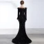 Glitzernden Schwarz Pailletten Abendkleider 2020 Meerjungfrau Off Shoulder Lange Ärmel Feder Sweep / Pinsel Zug Rückenfreies Festliche Kleider