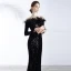 Glitzernden Schwarz Pailletten Abendkleider 2020 Meerjungfrau Off Shoulder Lange Ärmel Feder Sweep / Pinsel Zug Rückenfreies Festliche Kleider