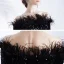 Glitzernden Schwarz Pailletten Abendkleider 2020 Meerjungfrau Off Shoulder Lange Ärmel Feder Sweep / Pinsel Zug Rückenfreies Festliche Kleider