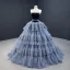 Luxury / Gorgeous Ocean Blue Prom Dresses 2020 Ball Gown Strapless Sleeveless Court Train Cascading Ruffles Backless Formal Dresses