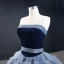 Luxury / Gorgeous Ocean Blue Prom Dresses 2020 Ball Gown Strapless Sleeveless Court Train Cascading Ruffles Backless Formal Dresses