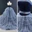 Luxury / Gorgeous Ocean Blue Prom Dresses 2020 Ball Gown Strapless Sleeveless Court Train Cascading Ruffles Backless Formal Dresses