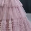 Luxury / Gorgeous Blushing Pink Prom Dresses 2020 Ball Gown Off-The-Shoulder Short Sleeve Court Train Cascading Ruffles Backless Formal Dresses