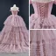 Luxury / Gorgeous Blushing Pink Prom Dresses 2020 Ball Gown Off-The-Shoulder Short Sleeve Court Train Cascading Ruffles Backless Formal Dresses